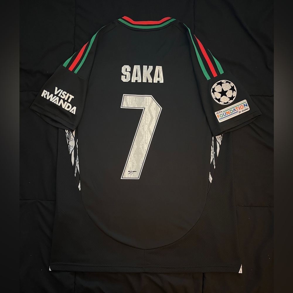Saka #7 Arsenal UCL Away Jersey home 2025 S-L Black